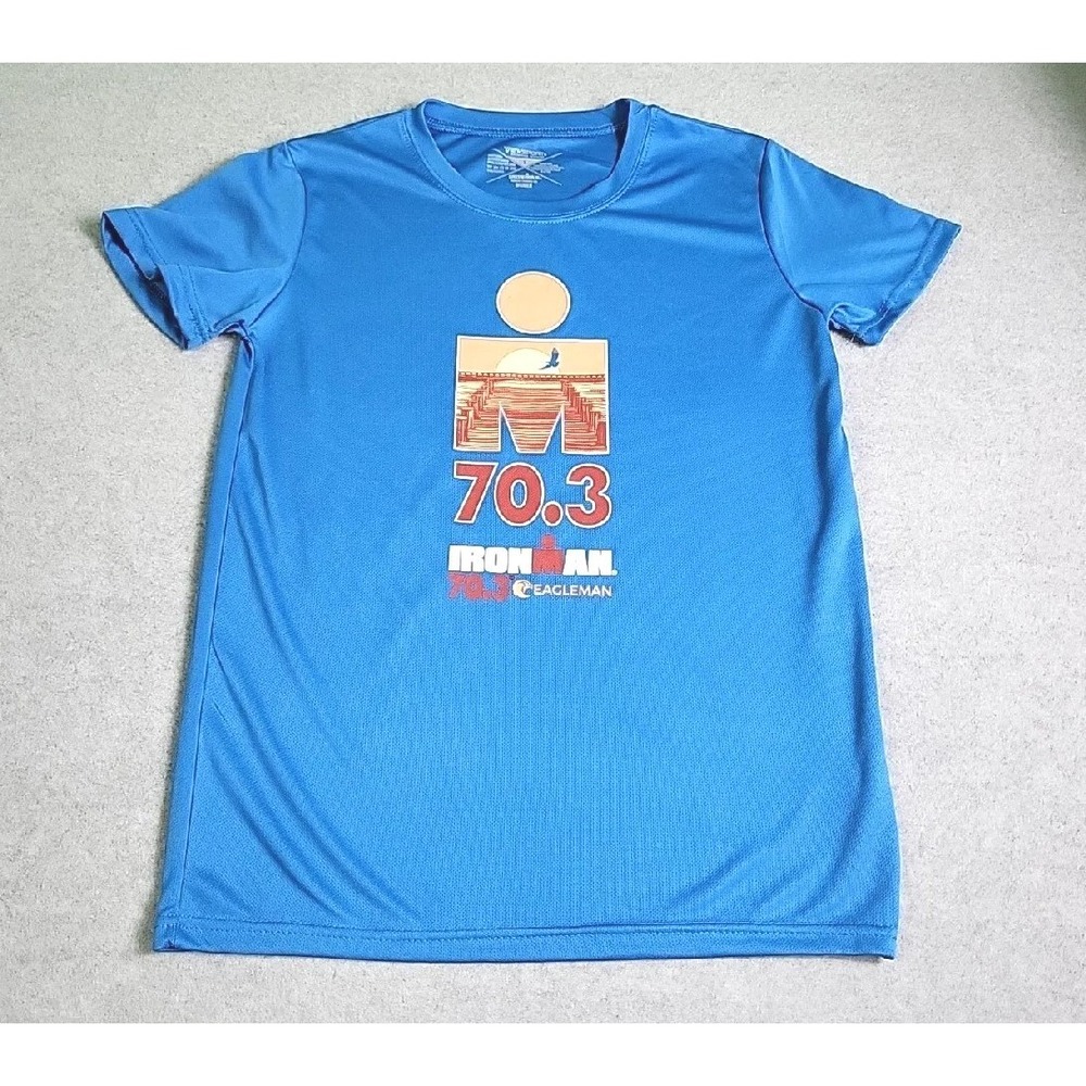 ViewSport Ironman 70.3 Eagleman Training Tee Women Small Blue Athletic Shirt